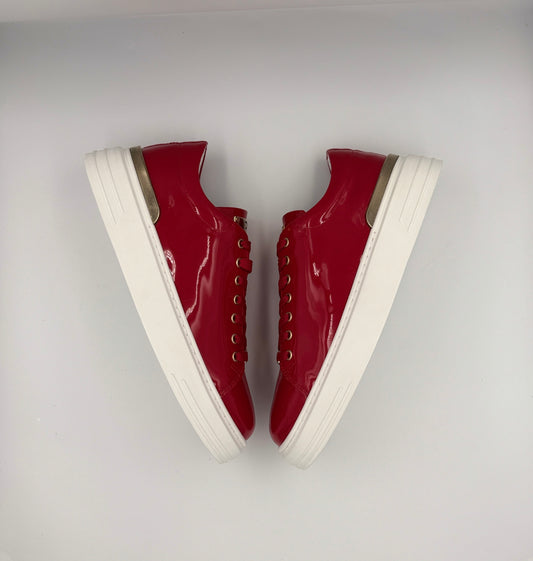 “NAUTA V” LOW-TOP PALZINI SNEAKERS IN PATENT RED LEATHER.