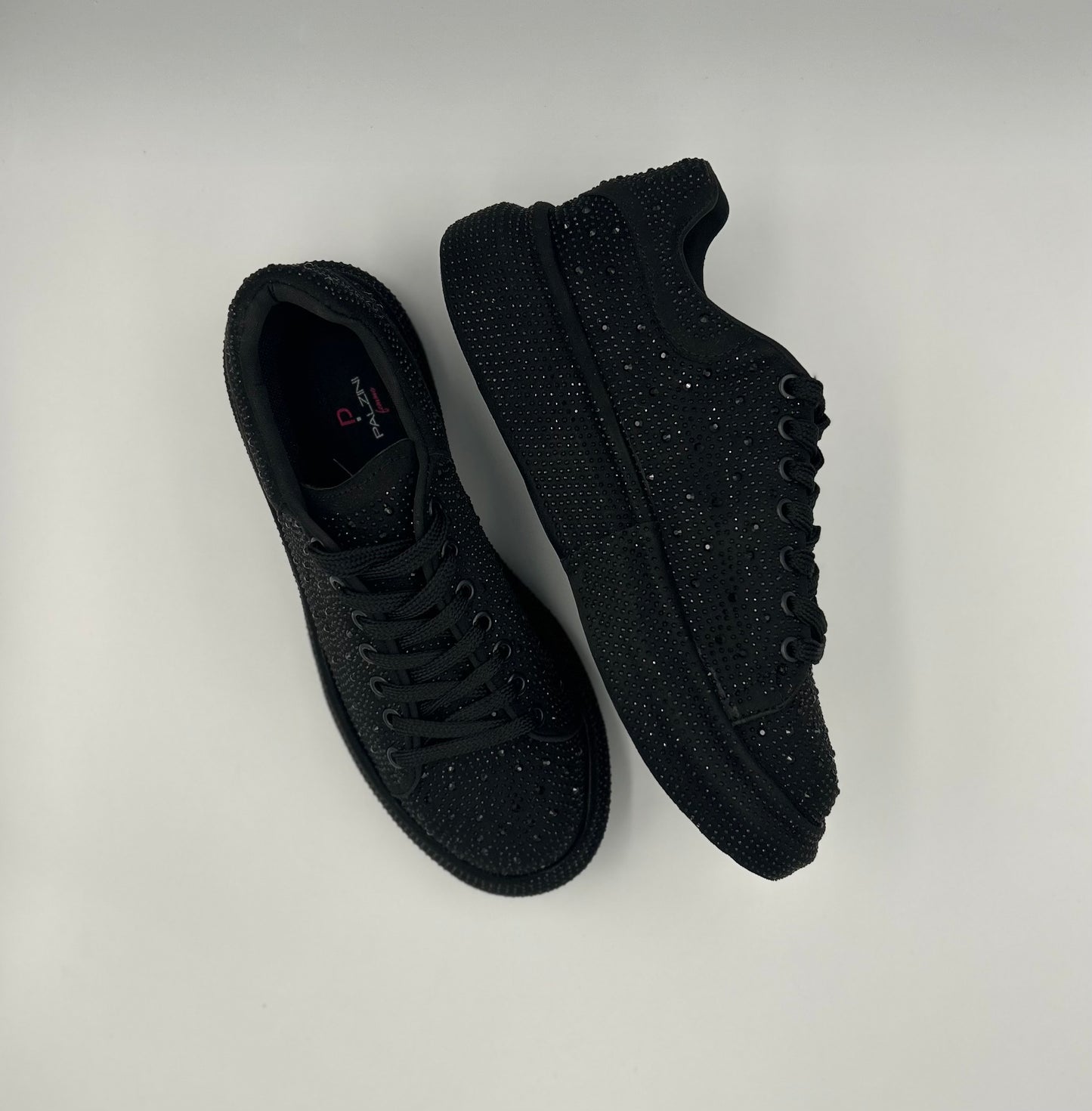 “DOLCEZZA” LOW-TOP BLACK SNEAKER COATED IN GLITTER